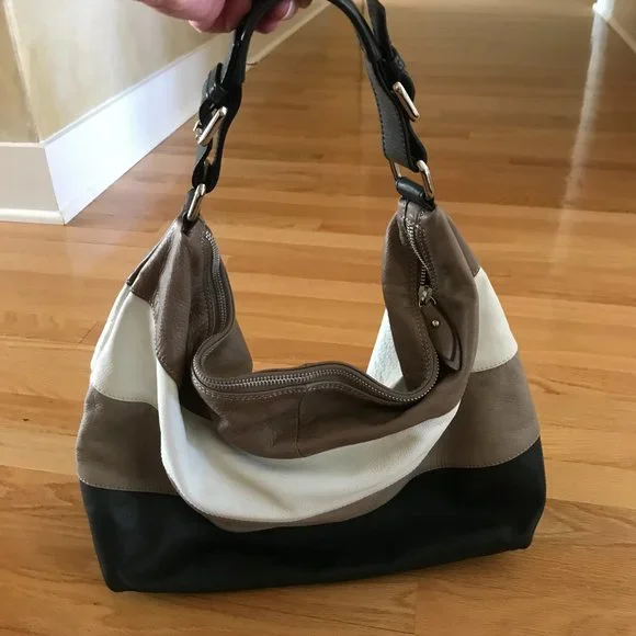 Gianni Notaro Made in Italy Leather Color Block Shoulder Bag - Picture 2 of 16